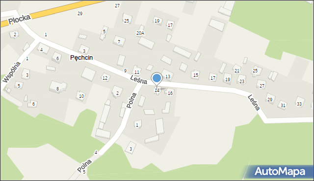 Pęchcin, Leśna, 14, mapa Pęchcin