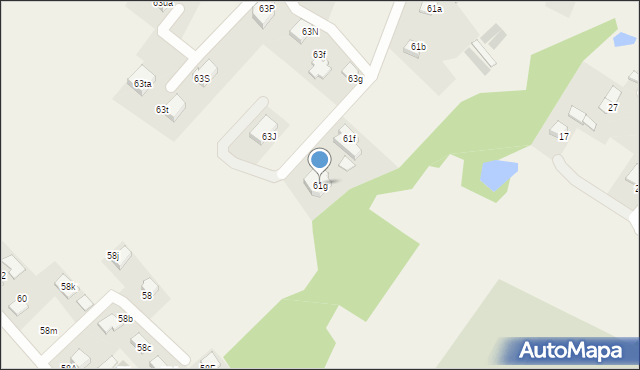 Piasek, Leśna, 61g, mapa Piasek