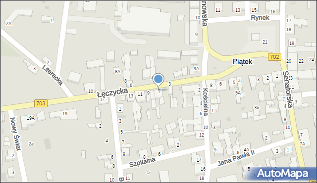 Piątek, Łęczycka, 7, mapa Piątek