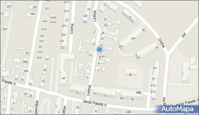 Piekary Śląskie, Leśna, 8, mapa Piekary Śląskie