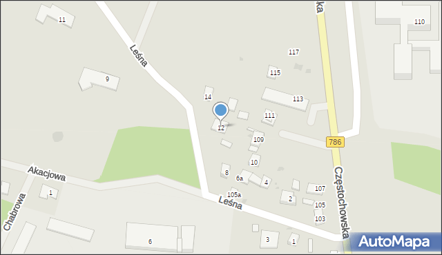 Piekoszów, Leśna, 12, mapa Piekoszów
