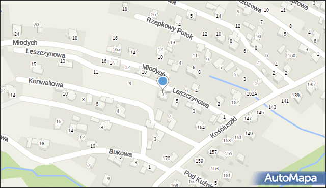 Pietrzykowice, Leszczynowa, 7, mapa Pietrzykowice