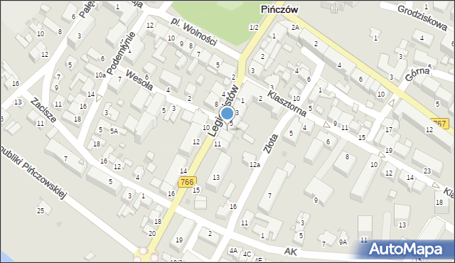 Pińczów, Legionistów, 7, mapa Pińczów