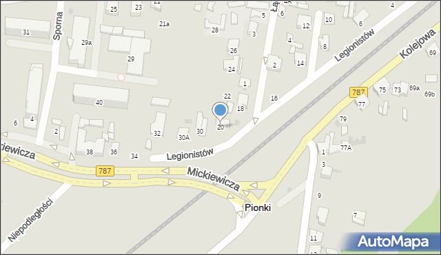 Pionki, Legionistów, 20, mapa Pionki