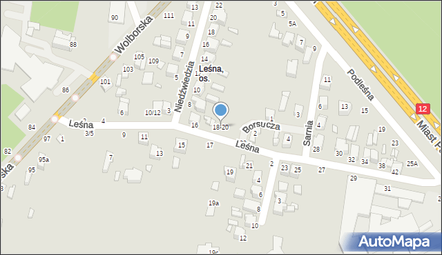 Piotrków Trybunalski, Leśna, 18-20, mapa Piotrków Trybunalski