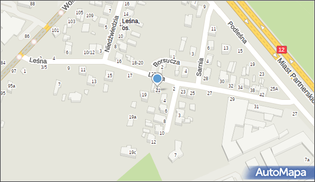 Piotrków Trybunalski, Leśna, 21, mapa Piotrków Trybunalski
