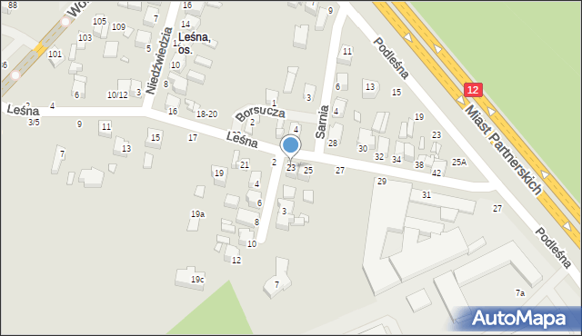 Piotrków Trybunalski, Leśna, 23, mapa Piotrków Trybunalski