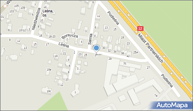 Piotrków Trybunalski, Leśna, 27, mapa Piotrków Trybunalski