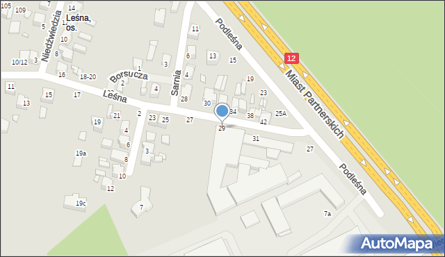 Piotrków Trybunalski, Leśna, 29, mapa Piotrków Trybunalski