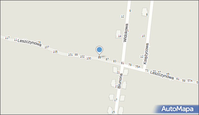Piotrków Trybunalski, Leszczynowa, 89, mapa Piotrków Trybunalski