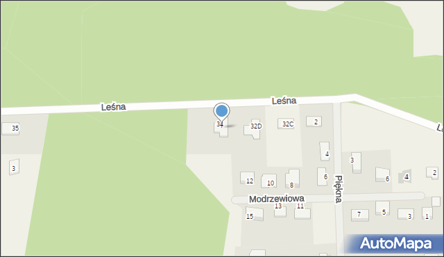 Płoty, Leśna, 34, mapa Płoty