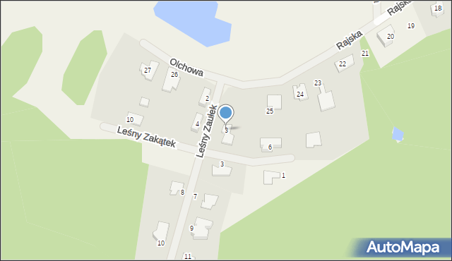 Płoty, Leśny Zaułek, 3, mapa Płoty