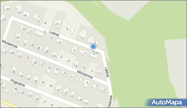 Płoty, Letnia, 1, mapa Płoty