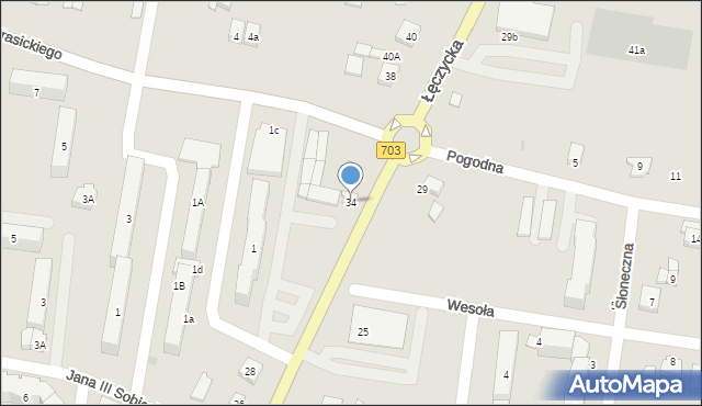 Poddębice, Łęczycka, 34, mapa Poddębice