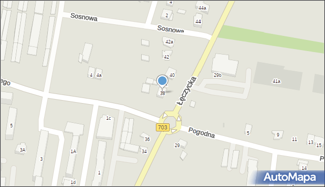 Poddębice, Łęczycka, 38, mapa Poddębice