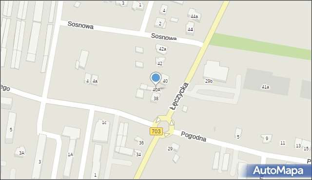 Poddębice, Łęczycka, 40A, mapa Poddębice