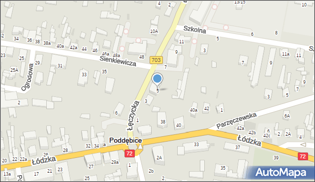 Poddębice, Łęczycka, 5, mapa Poddębice