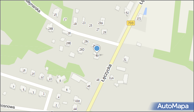 Poddębice, Łęczycka, 50, mapa Poddębice