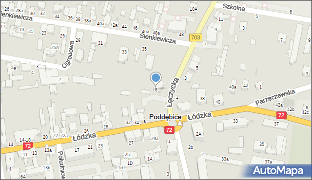 Poddębice, Łęczycka, 6, mapa Poddębice