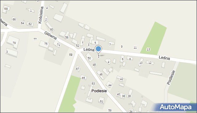 Podlesie, Leśna, 2, mapa Podlesie