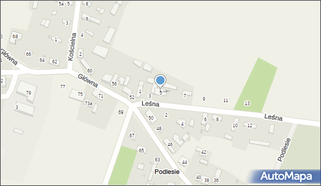 Podlesie, Leśna, 5, mapa Podlesie