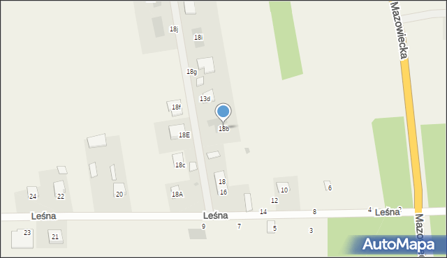 Podnieśno, Leśna, 18b, mapa Podnieśno