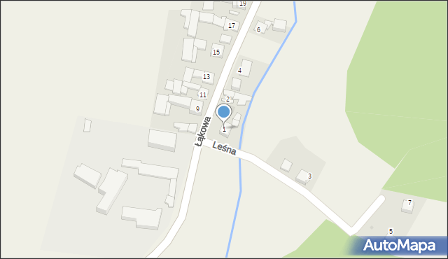 Ponięcice, Leśna, 1, mapa Ponięcice