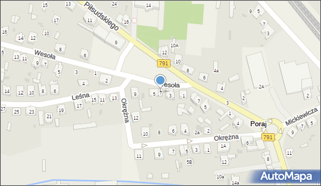 Poraj, Leśna, 7, mapa Poraj