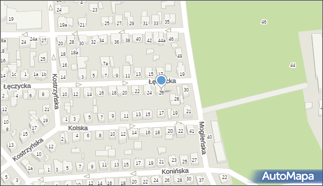 Poznań, Łęczycka, 26, mapa Poznania