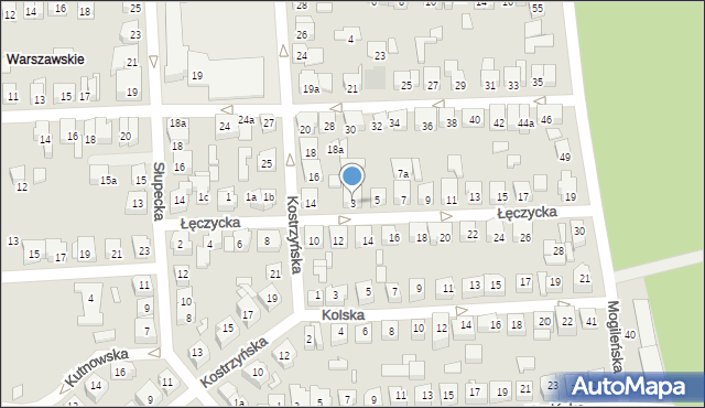 Poznań, Łęczycka, 3, mapa Poznania