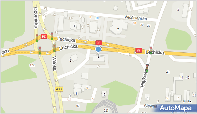 Poznań, Lechicka, 4, mapa Poznania