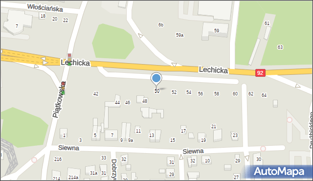Poznań, Lechicka, 50, mapa Poznania