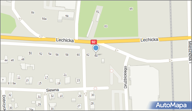 Poznań, Lechicka, 64, mapa Poznania
