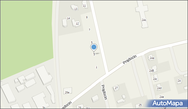 Prądocin, Leśna, 3, mapa Prądocin