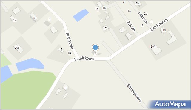 Prądocin, Letniskowa, 11, mapa Prądocin