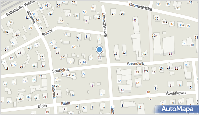 Pruszków, Leszczynowa, 11, mapa Pruszków