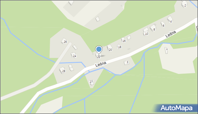 Przybędza, Leśna, 22, mapa Przybędza