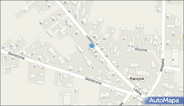 Raczyce, Leśna, 25, mapa Raczyce