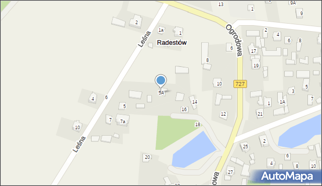 Radestów, Leśna, 5A, mapa Radestów