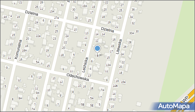Radom, Lechicka, 8, mapa Radomia