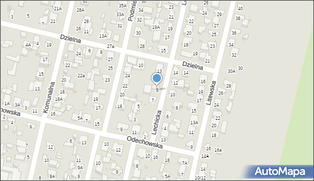 Radom, Lechicka, 9, mapa Radomia
