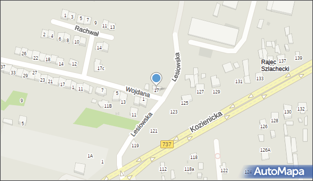 Radom, Lesiowska, 17, mapa Radomia