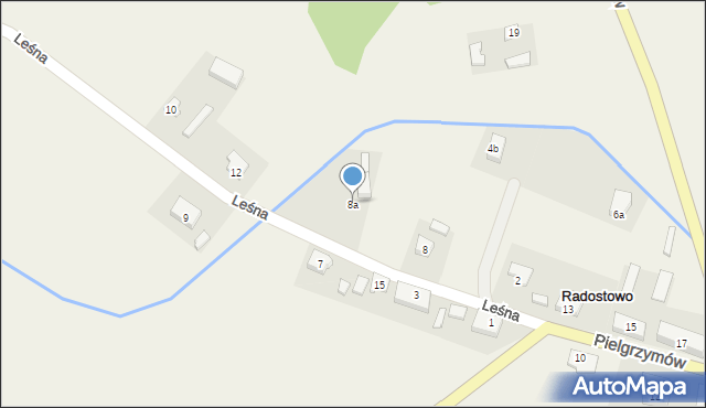 Radostowo, Leśna, 8a, mapa Radostowo