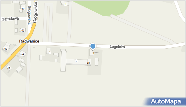 Radwanice, Legnicka, 3, mapa Radwanice