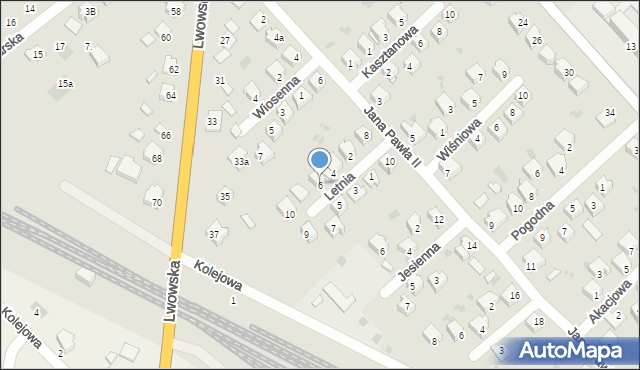 Radymno, Letnia, 6, mapa Radymno