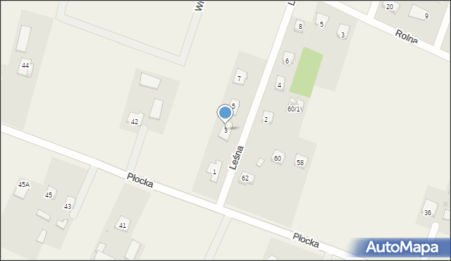 Radzanowo, Leśna, 3, mapa Radzanowo