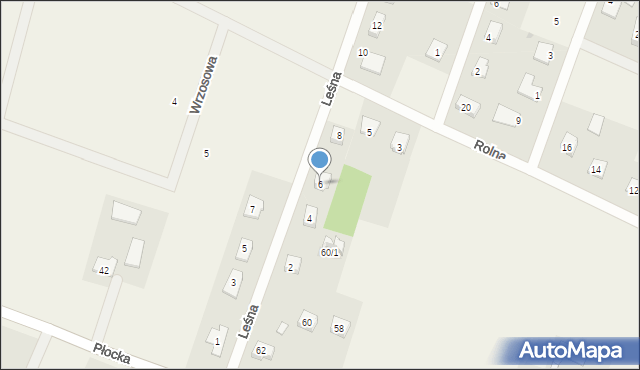 Radzanowo, Leśna, 6, mapa Radzanowo