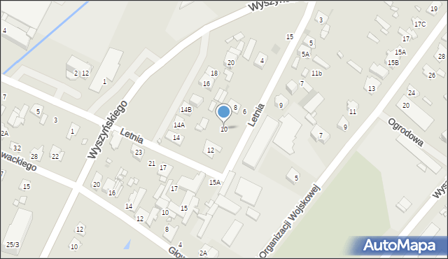 Radzymin, Letnia, 10, mapa Radzymin