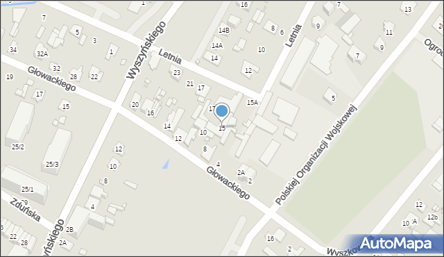 Radzymin, Letnia, 15, mapa Radzymin