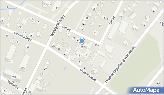 Radzymin, Letnia, 17, mapa Radzymin